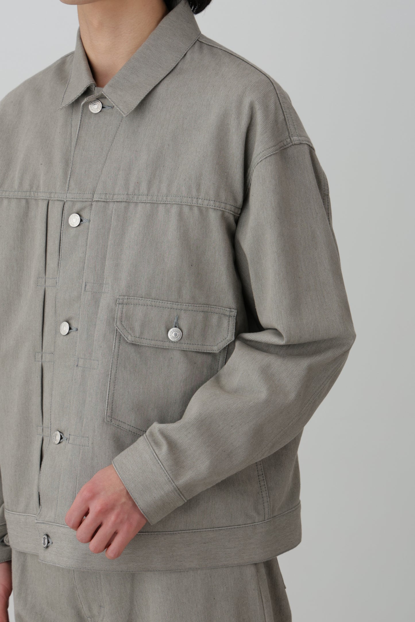 1ST TYPE COTTON PIQUE JACKET - Unstained organic cotton -