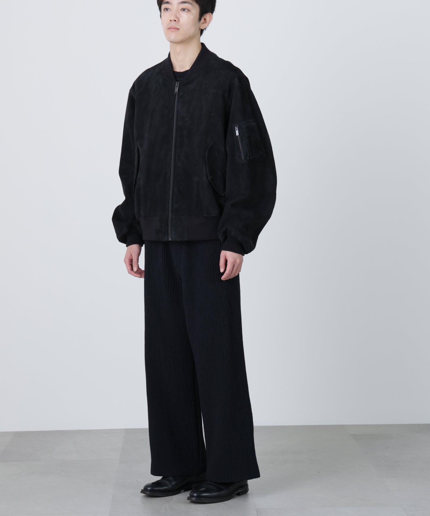 WIDE EASY TROUSERS ‐Cotton Wool Pleats‐