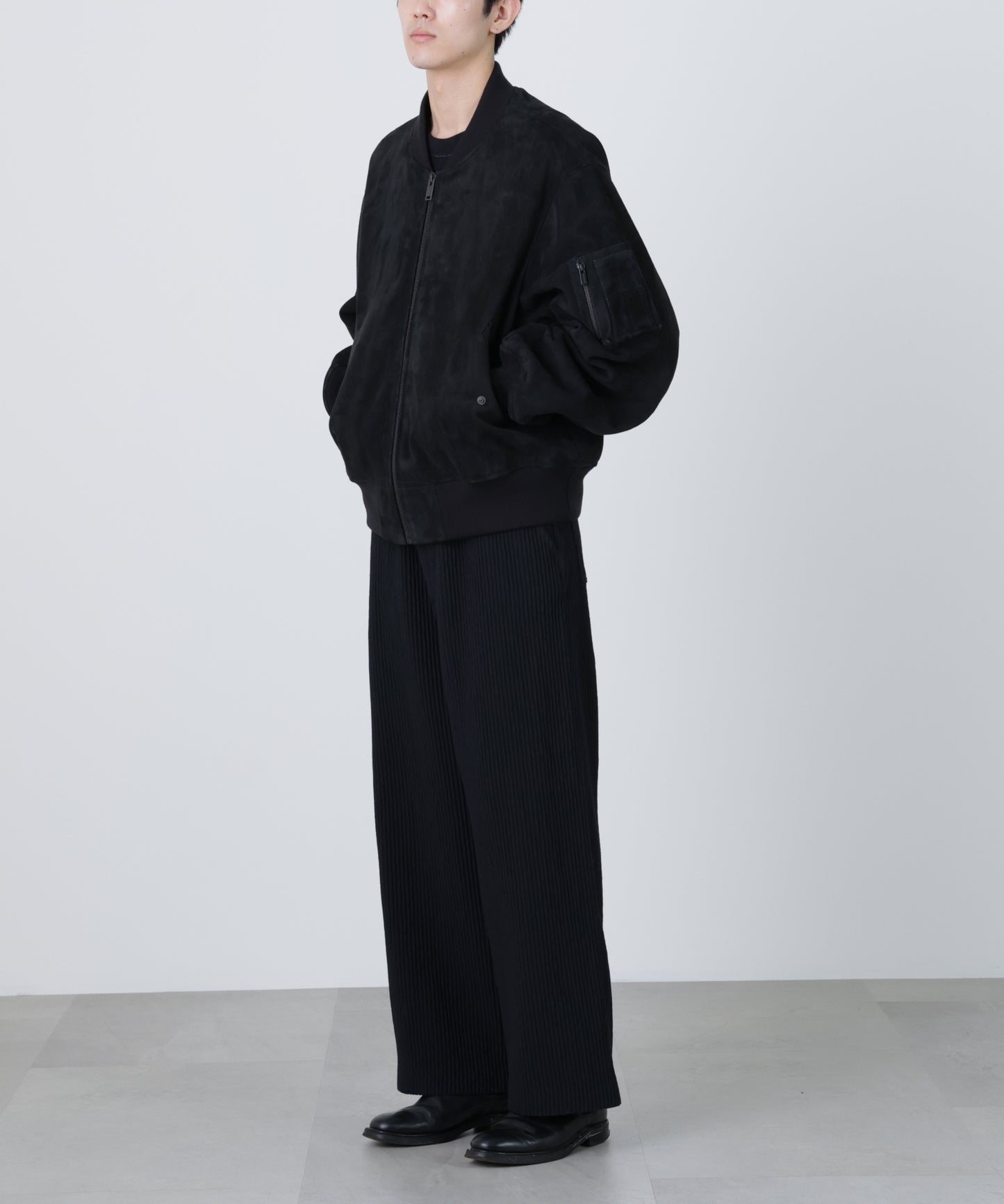 WIDE EASY TROUSERS ‐Cotton Wool Pleats‐