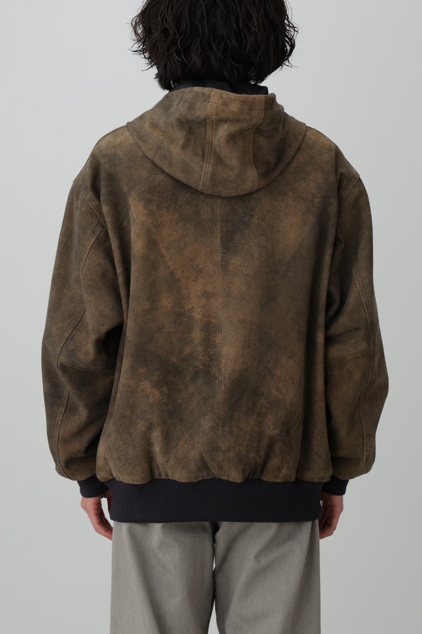 LEATHER ACTIVE JACKET - Goat suede Antique finish -