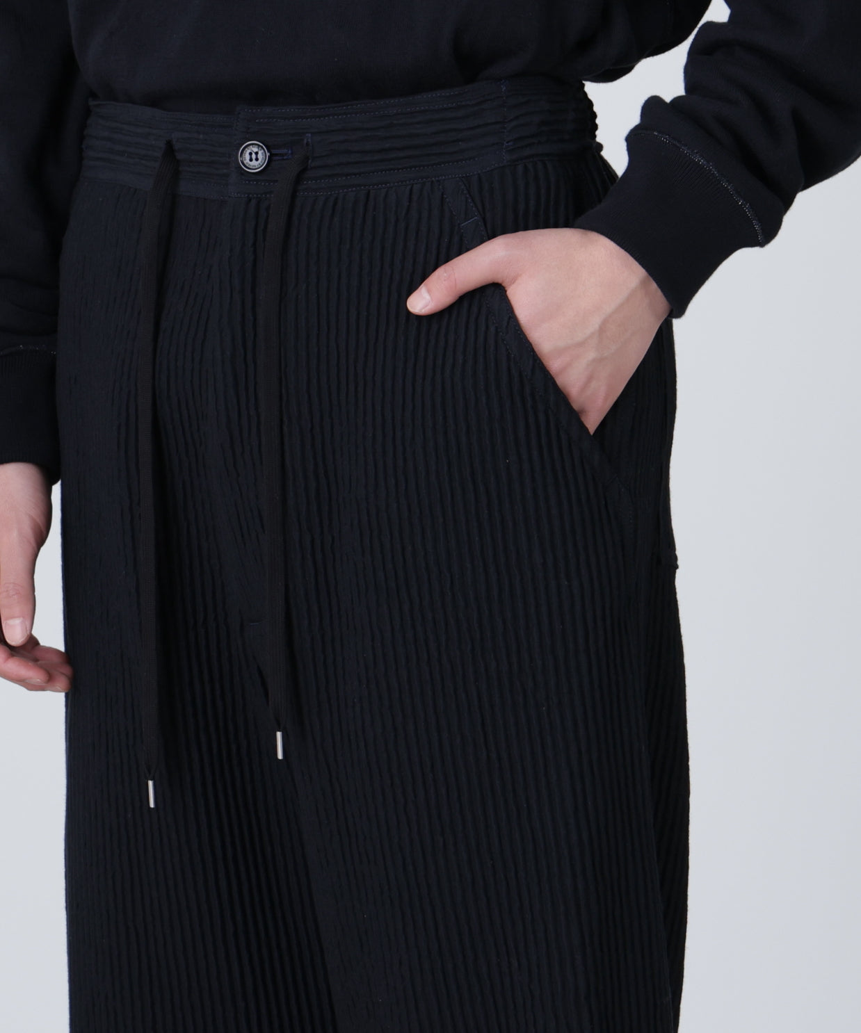 WIDE EASY TROUSERS ‐Cotton Wool Pleats‐