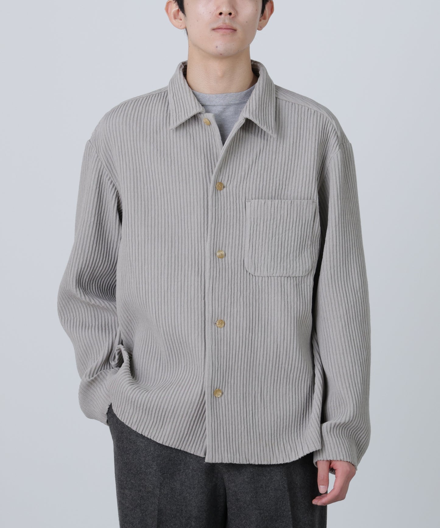 SHIRTS JACKET ‐Cotton Wool Pleats‐