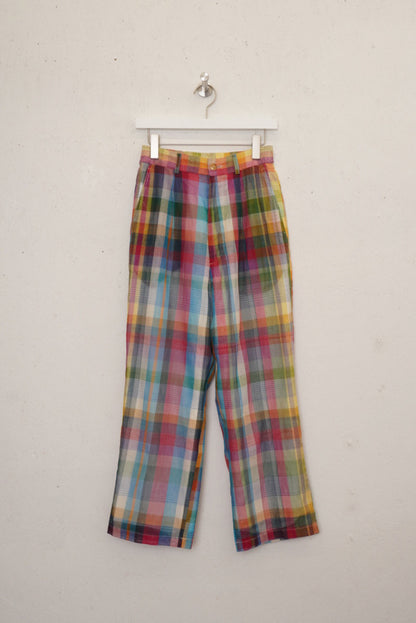 EASY TYPE SHEER TROUSERS - Handwoven Madras check -