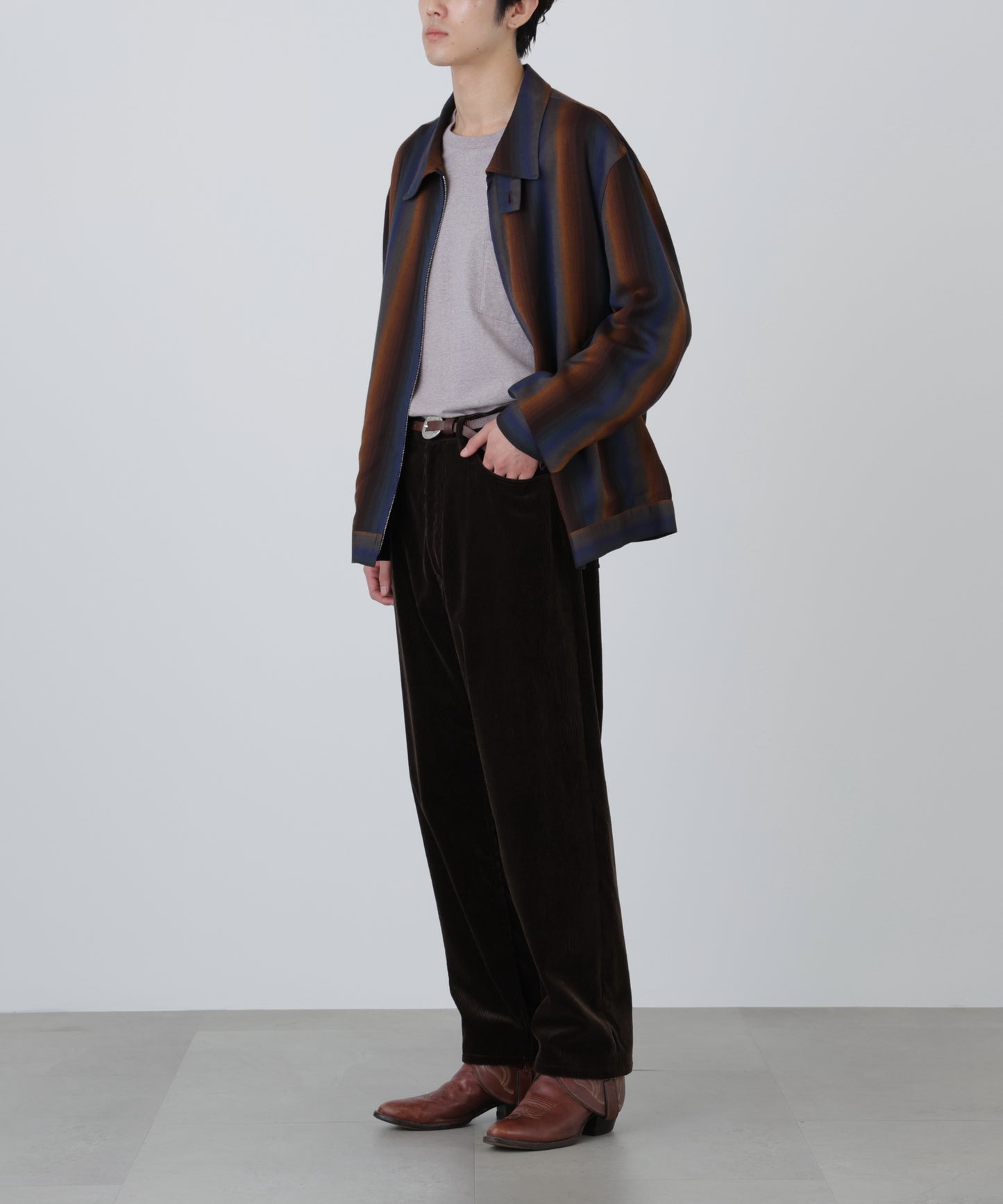 DRIZZLER JACKET ‐Wool Rayon Gradetion stripe‐