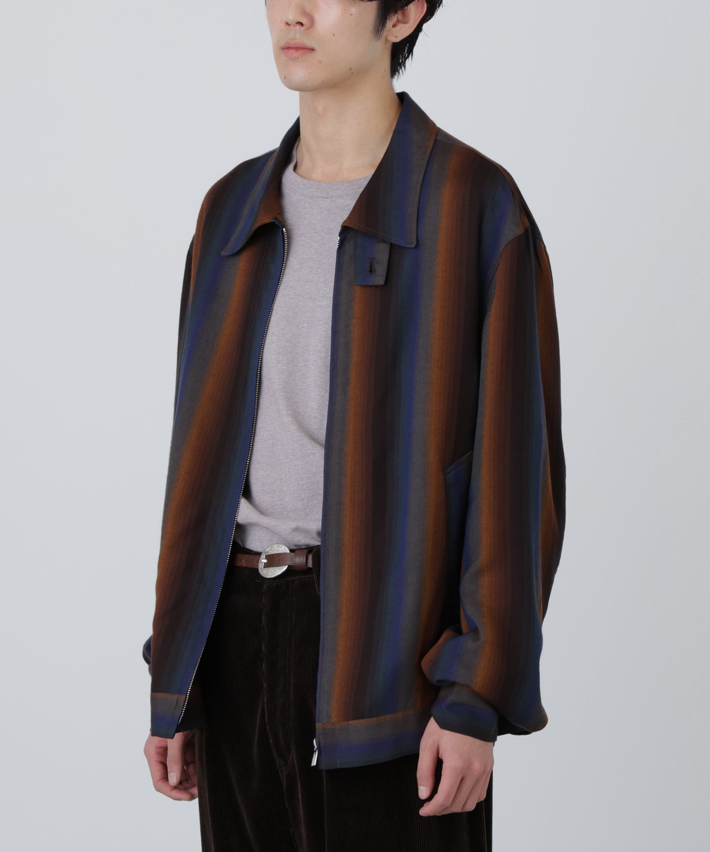 DRIZZLER JACKET ‐Wool Rayon Gradetion stripe‐