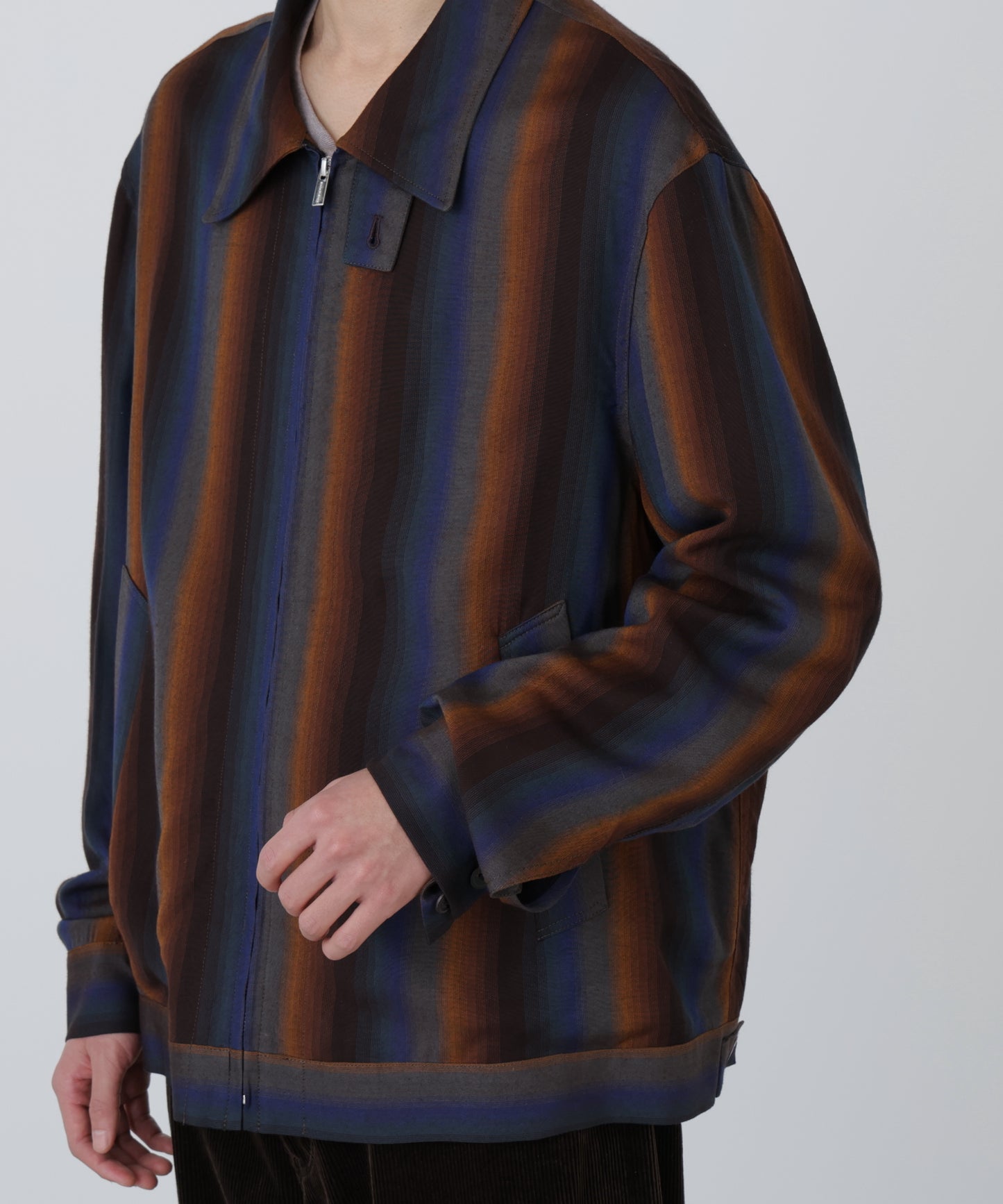 DRIZZLER JACKET ‐Wool Rayon Gradetion stripe‐