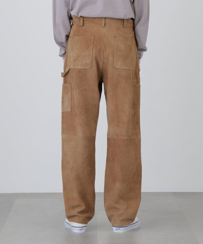 LEATHER DOUBLE KNEE PANTS ‐Goat suede Antique finish‐