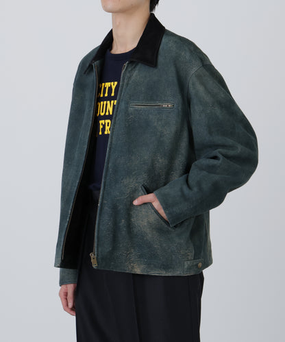 LEATHER DETROIT JACKET ‐Goat suede Antique finish‐