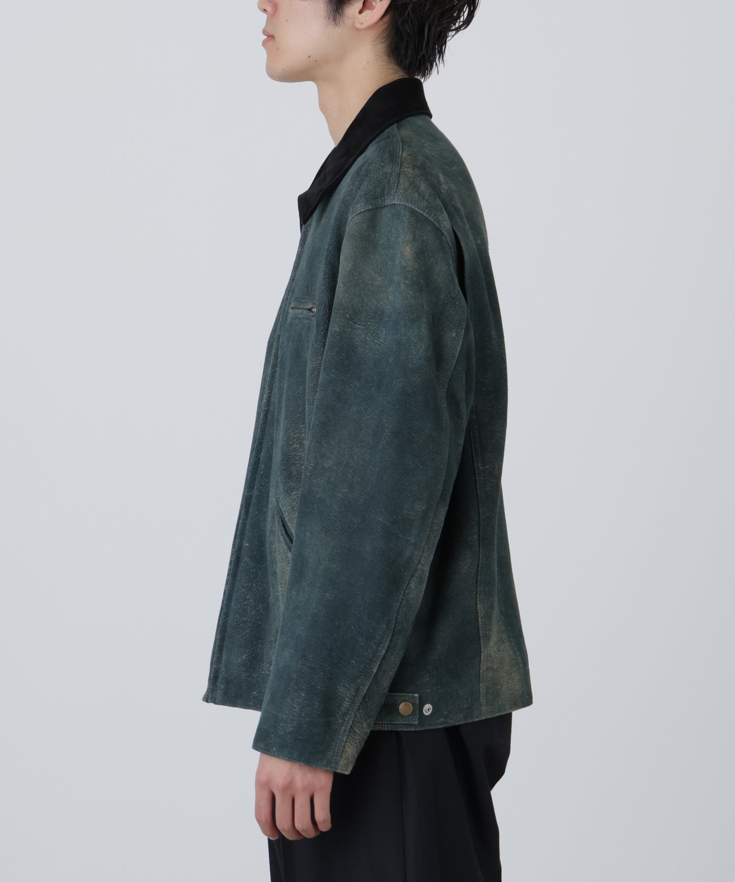 LEATHER DETROIT JACKET ‐Goat suede Antique finish‐