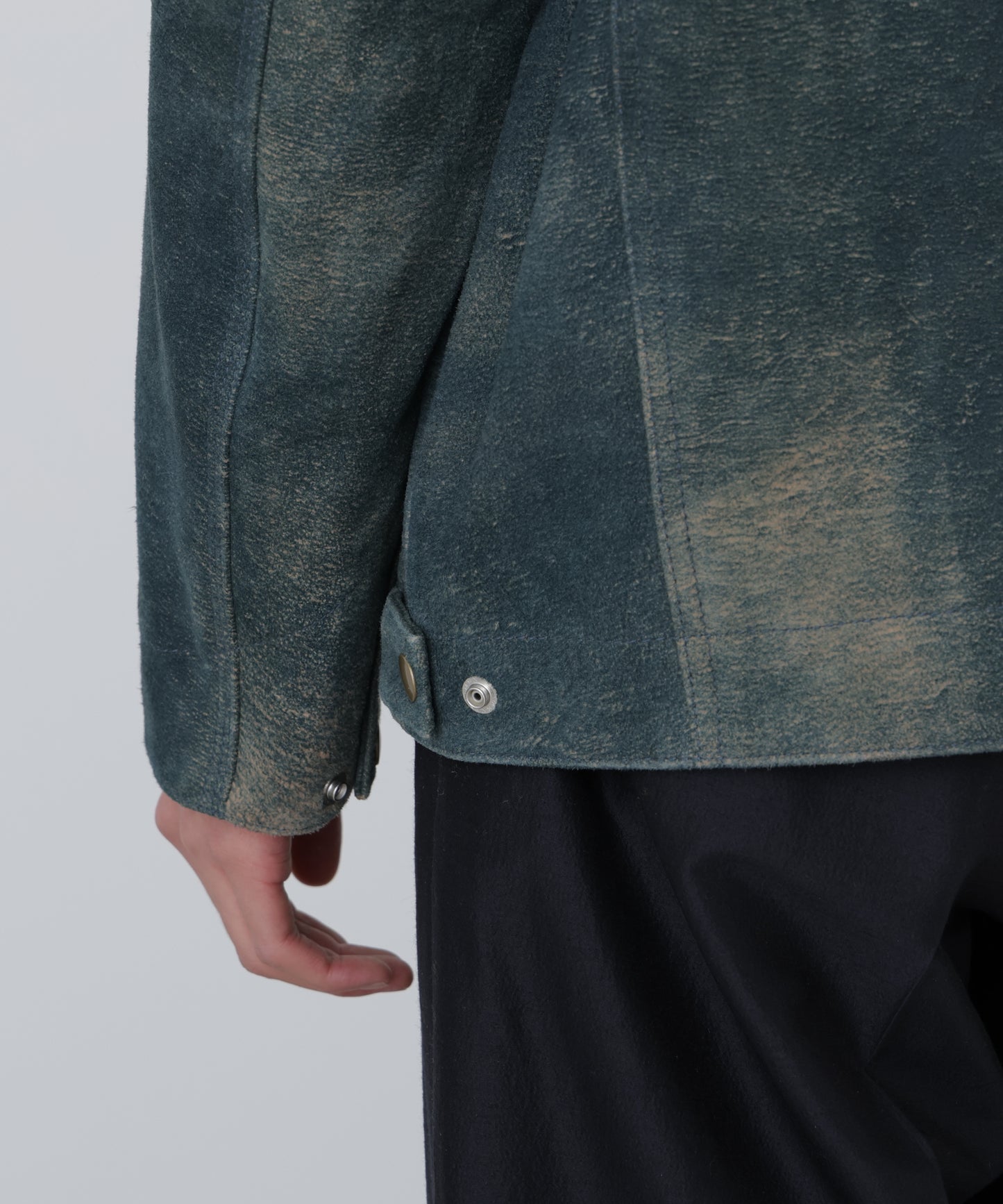 LEATHER DETROIT JACKET ‐Goat suede Antique finish‐