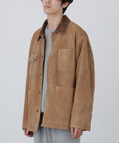 LEATHER MICHIGAN CHORE COAT ‐Goat suede Antique finish‐