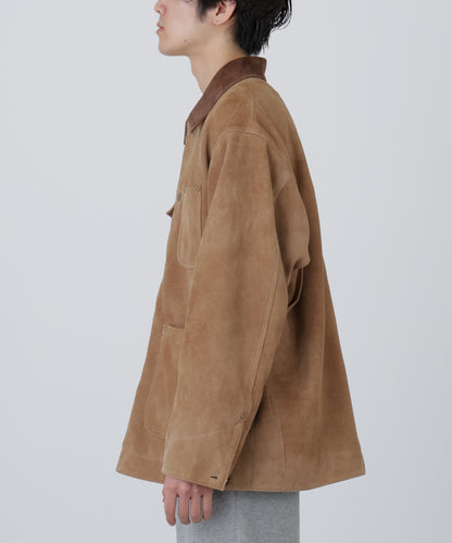 LEATHER MICHIGAN CHORE COAT ‐Goat suede Antique finish‐