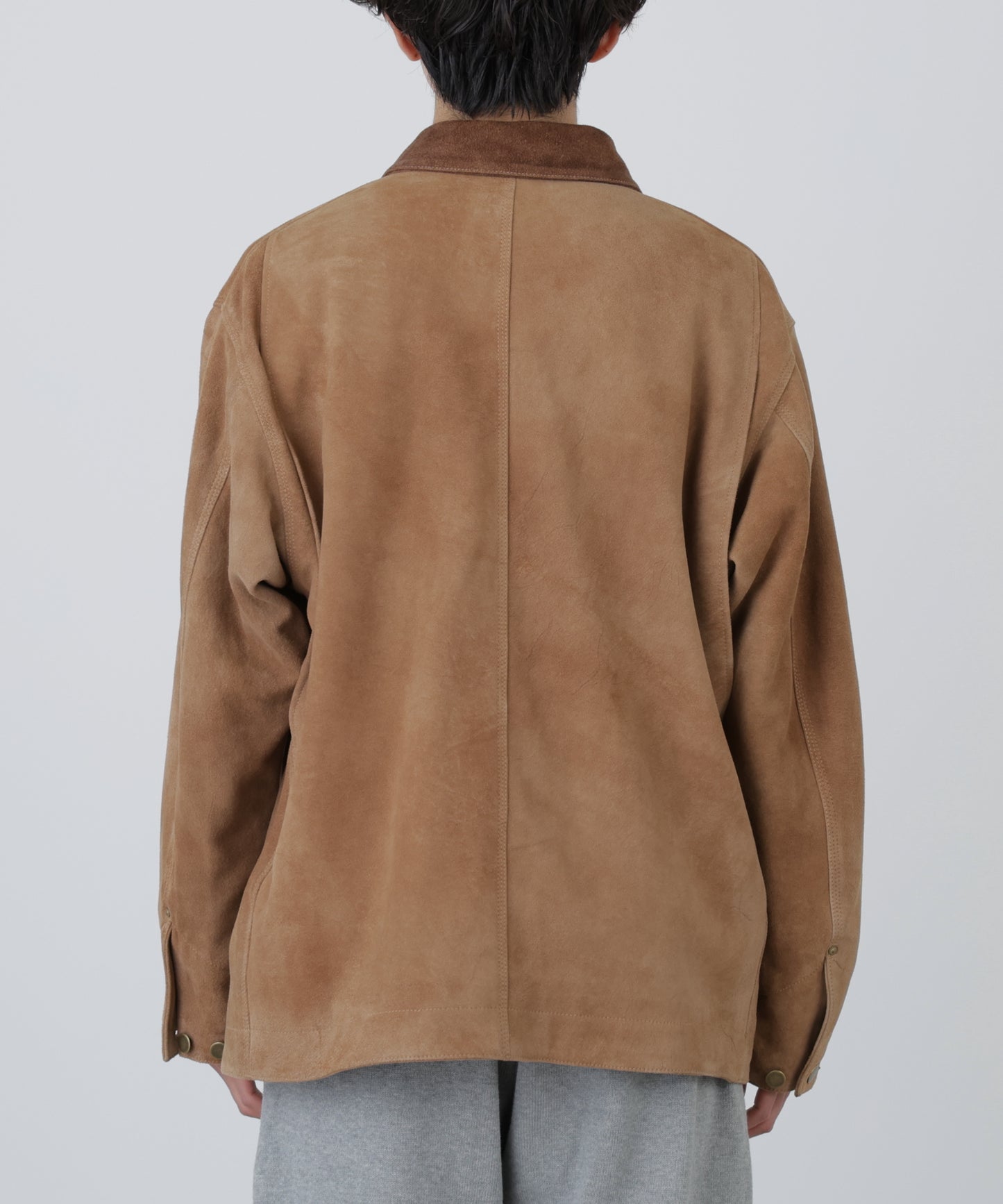 LEATHER MICHIGAN CHORE COAT ‐Goat suede Antique finish‐