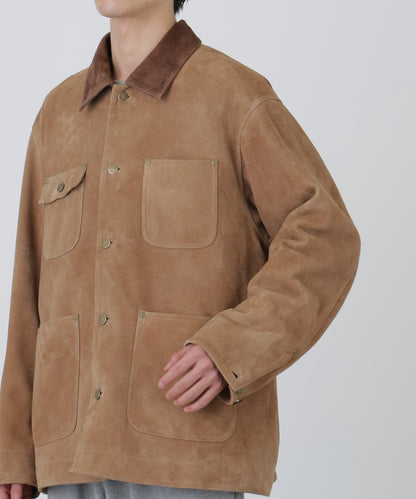 LEATHER MICHIGAN CHORE COAT ‐Goat suede Antique finish‐