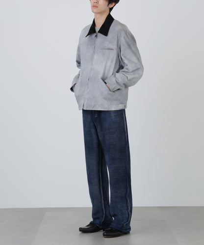 LEATHER DETROIT JACKET ‐Goat suede Antique finish‐