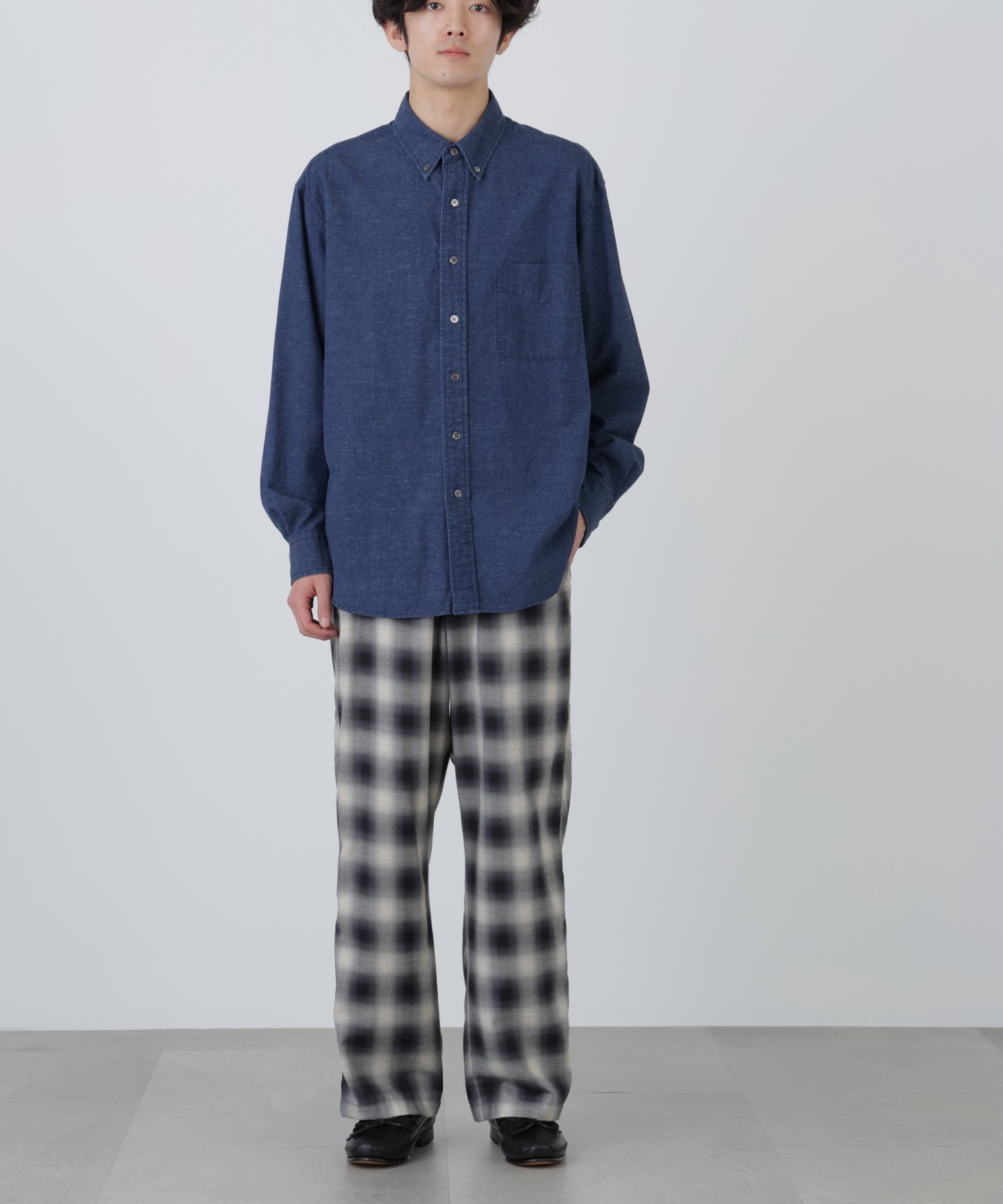 OMBRE CHECK EASY TROUSERS ‐Cotton Yak‐