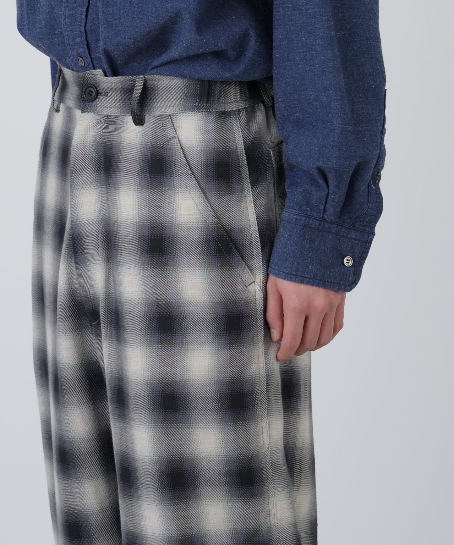 OMBRE CHECK EASY TROUSERS ‐Cotton Yak‐