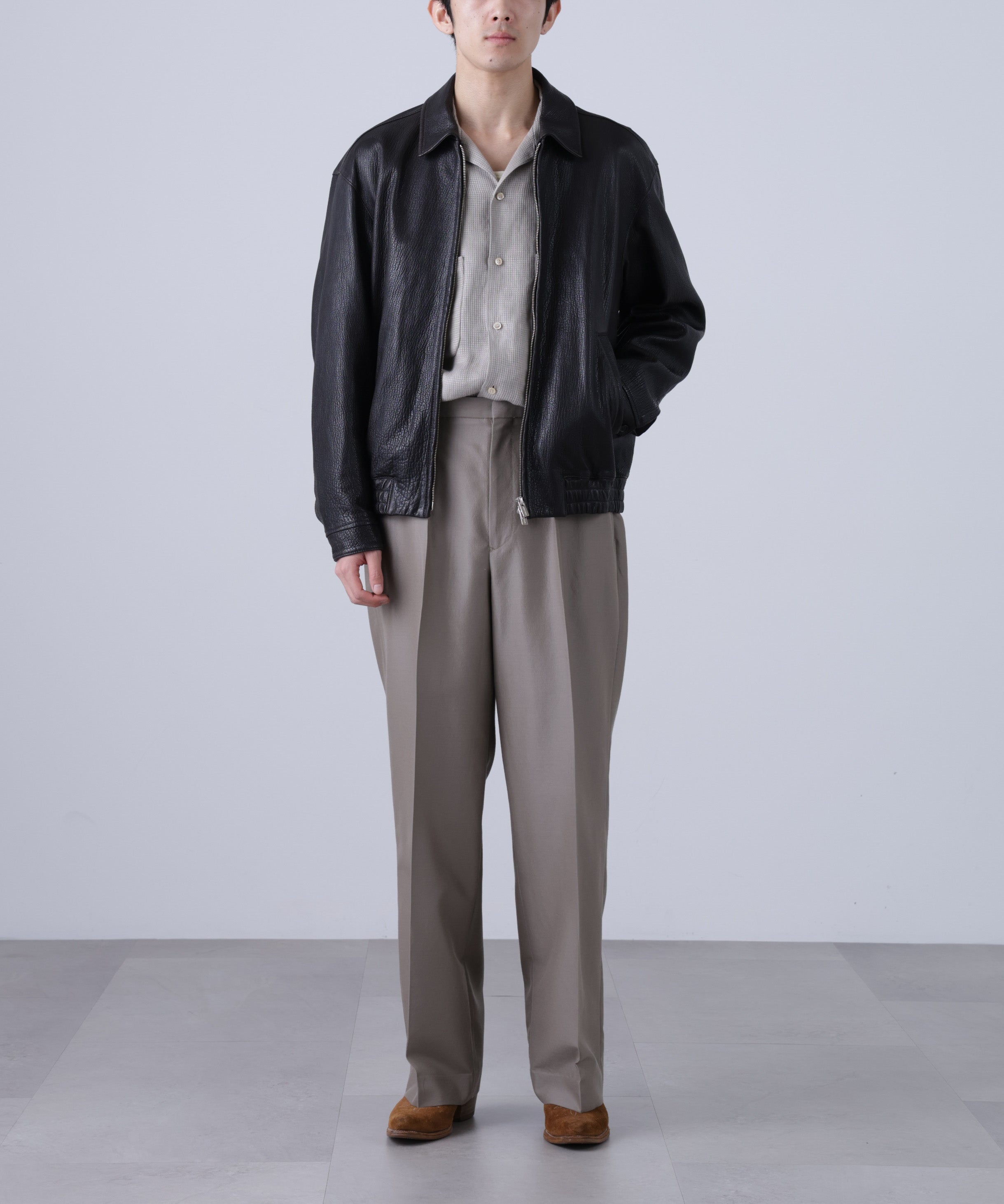 LEATHER ZIP UP BLOUSON ‐Sheep Shrink leathe‐ | SEVEN BY SEVEN