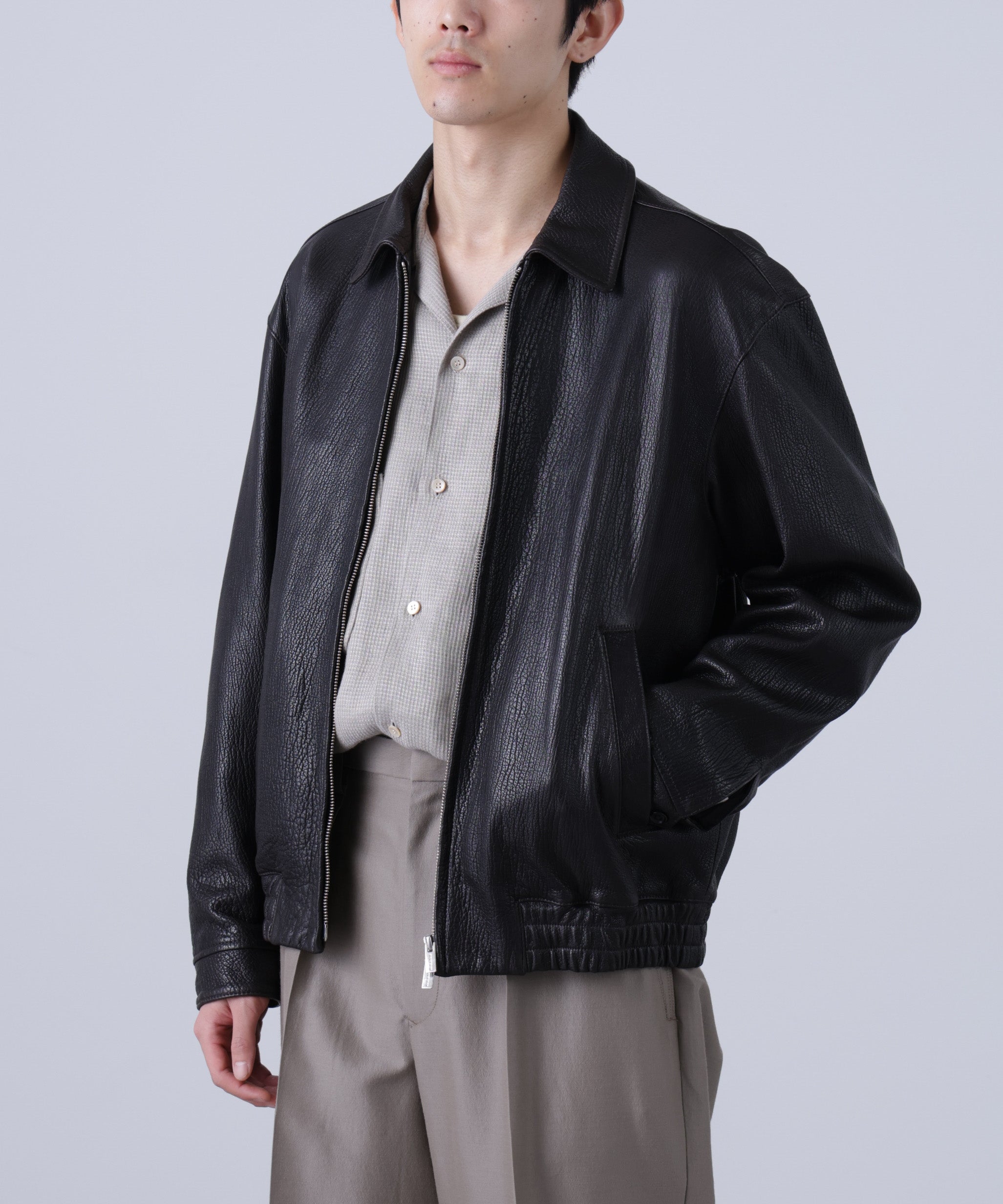 LEATHER ZIP UP BLOUSON ‐Sheep Shrink leathe‐ | SEVEN BY SEVEN