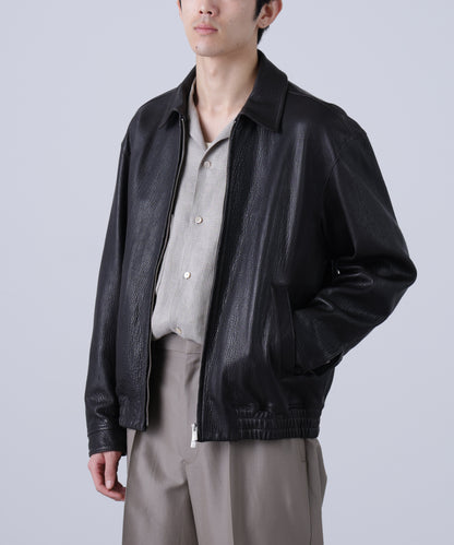 LEATHER ZIP UP BLOUSON ‐Sheep Shrink leathe‐