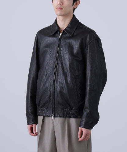 LEATHER ZIP UP BLOUSON ‐Sheep Shrink leathe‐