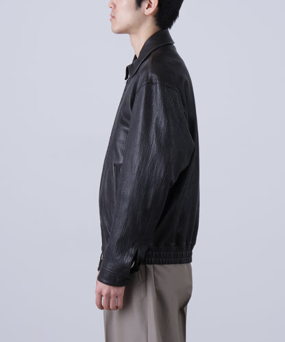 LEATHER ZIP UP BLOUSON ‐Sheep Shrink leathe‐