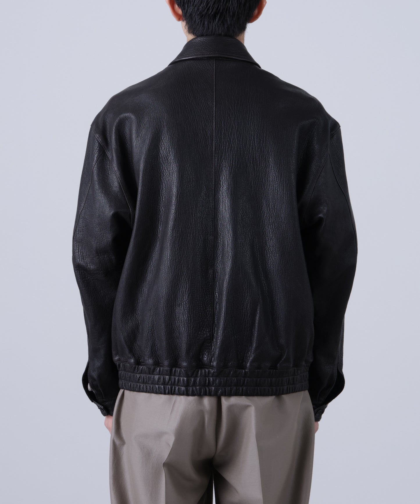 LEATHER ZIP UP BLOUSON ‐Sheep Shrink leathe‐