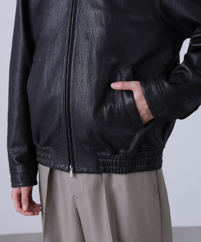 LEATHER ZIP UP BLOUSON ‐Sheep Shrink leathe‐