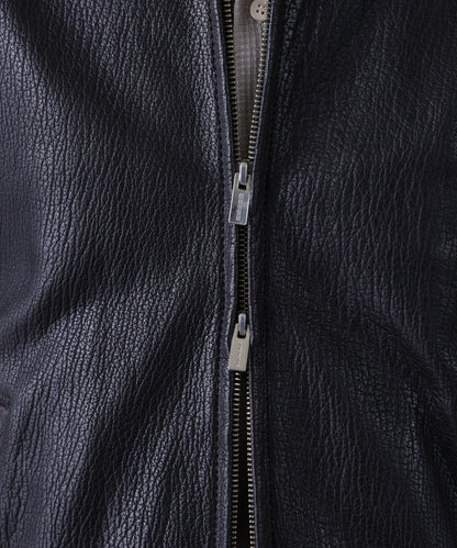 LEATHER ZIP UP BLOUSON ‐Sheep Shrink leathe‐