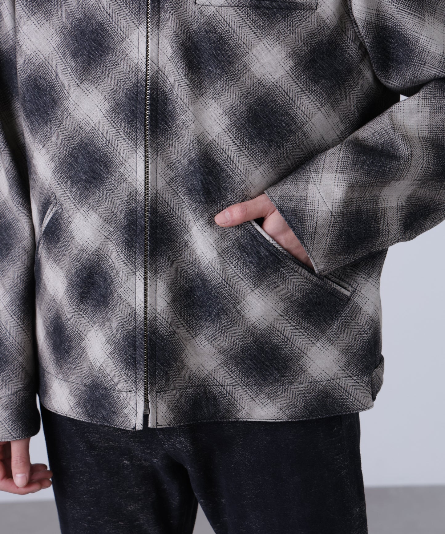 OMBRE CHECK DETROIT JACKET ‐Discharge printing‐