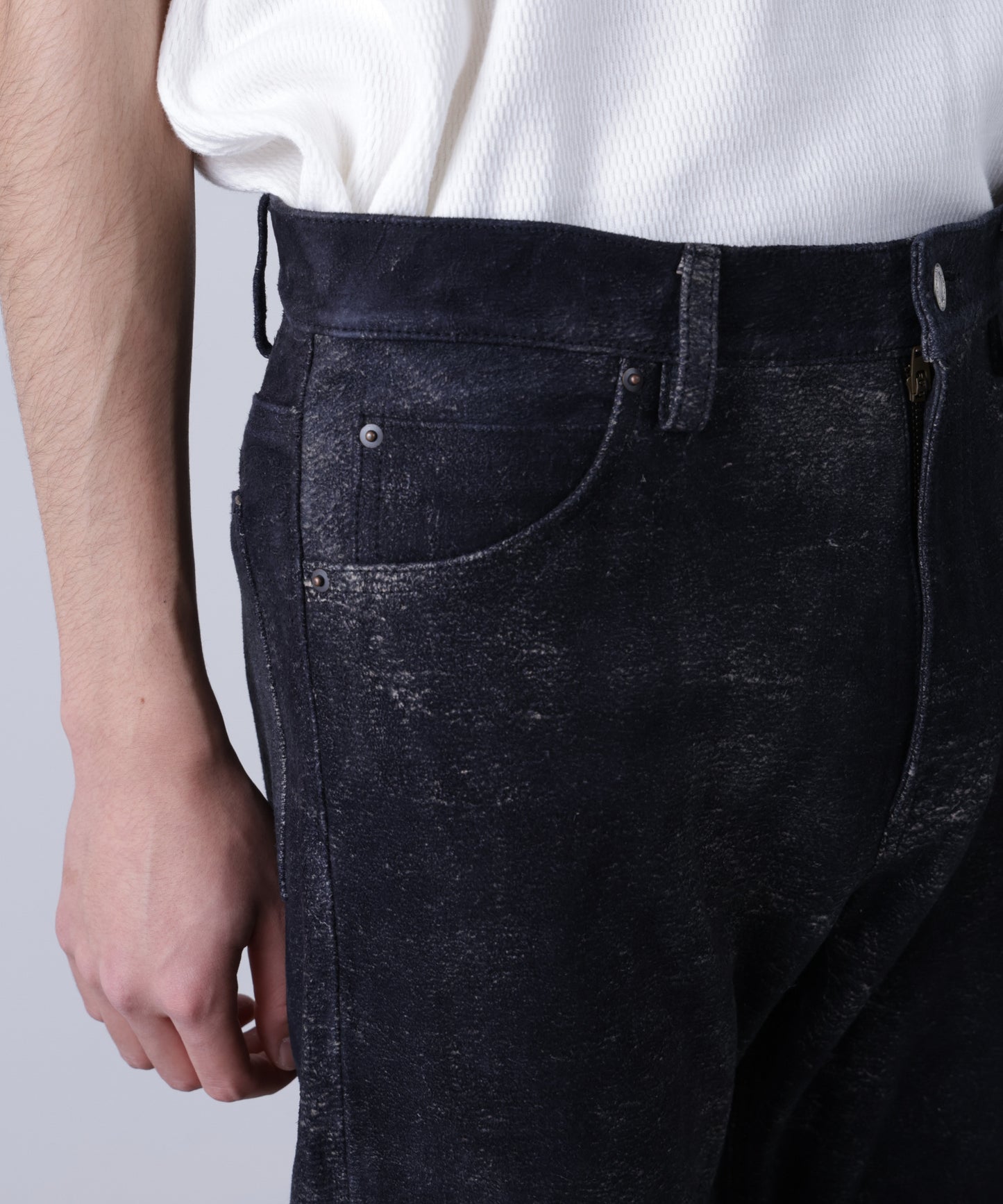 LEATHER 5P FLARE PANTS <Type：517> ‐Goat suede Antique finish‐