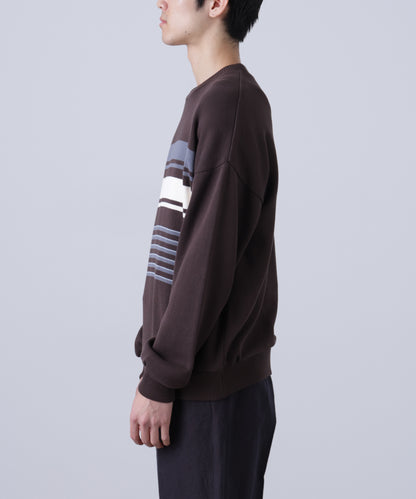 CREW NECK STRIPE KNIT SWEATER ‐Cool touch Organic cotton‐