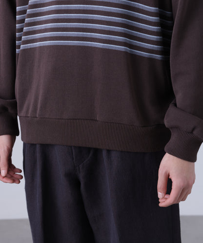 CREW NECK STRIPE KNIT SWEATER ‐Cool touch Organic cotton‐