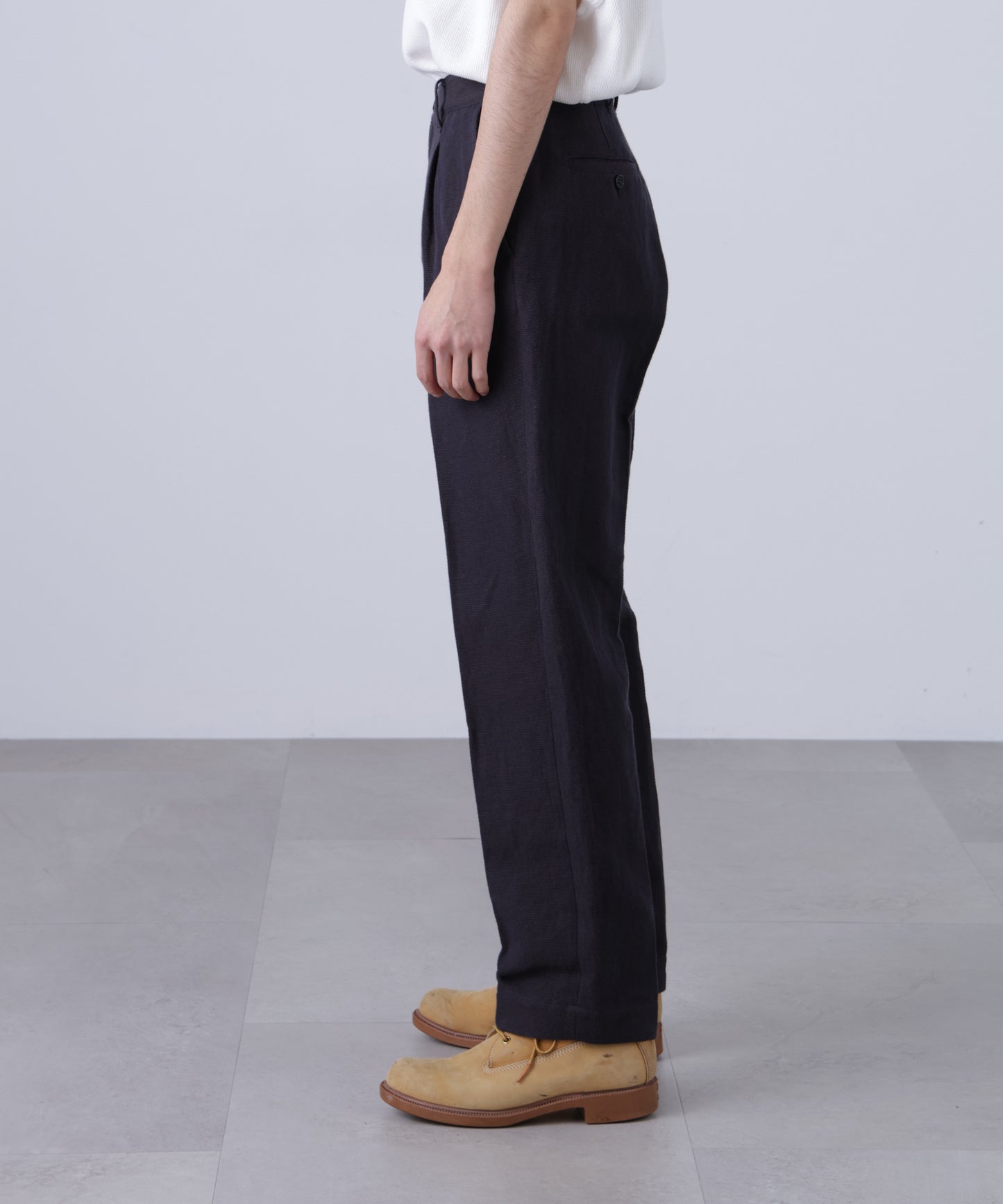 ONE TUCK CASUAL PANTS ‐Linen Cotton mesh‐