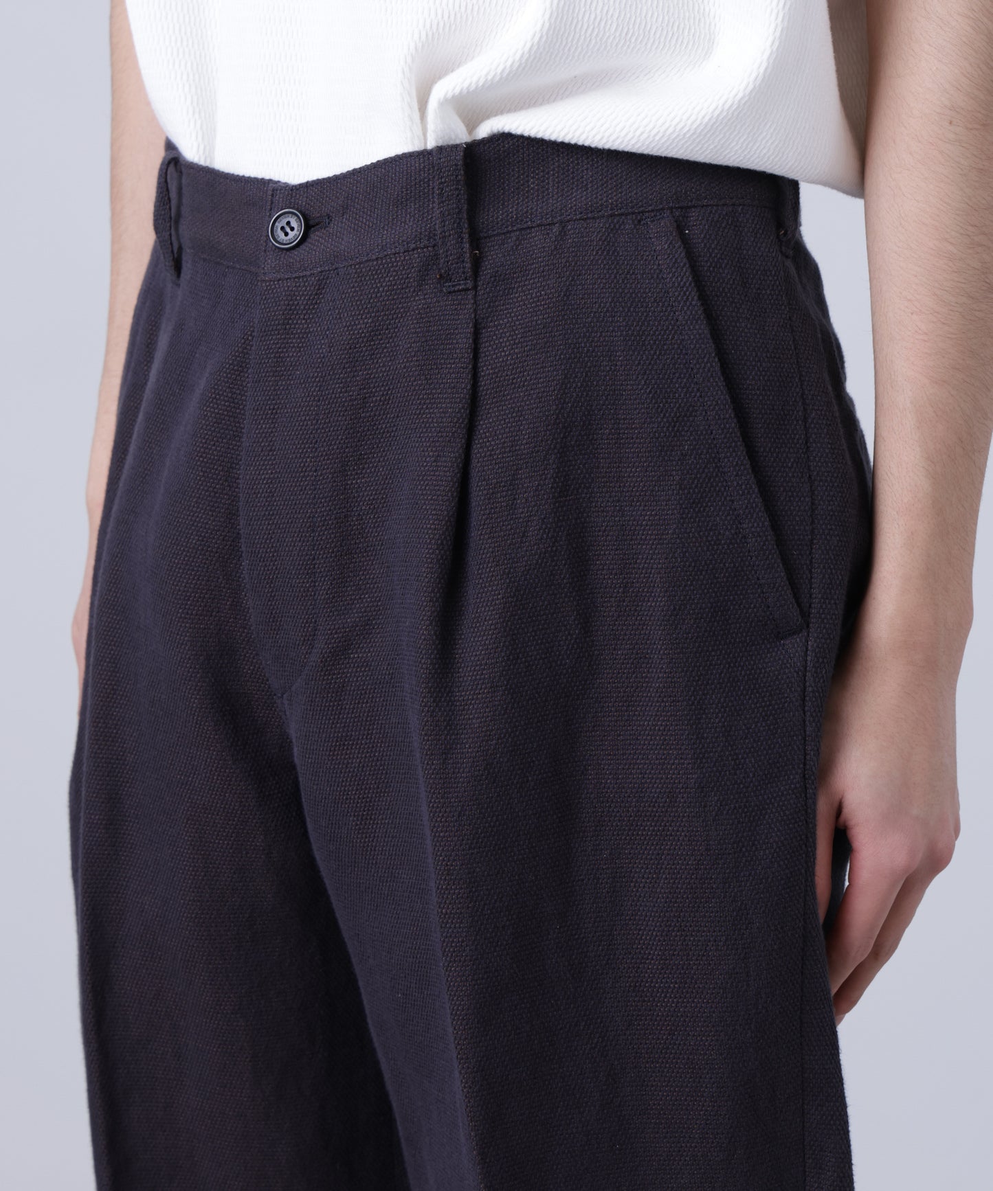 ONE TUCK CASUAL PANTS ‐Linen Cotton mesh‐