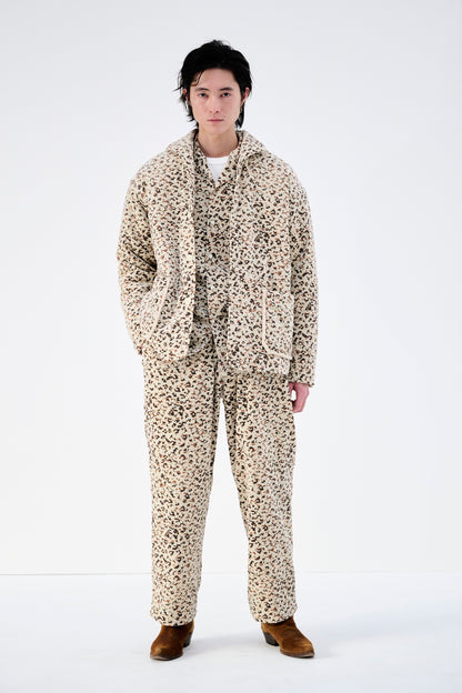 COTTON VEVET COOK PANTS -LEOPARD PATTERN PRINT-