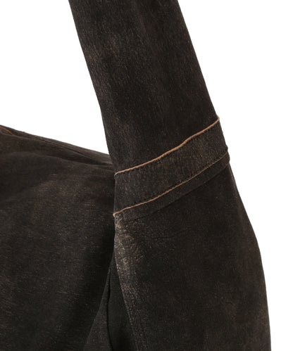 LEATHER SHOULDER BAG -Goat suede Antique finish-