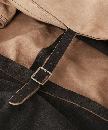 LEATHER SHOULDER BAG -Goat suede Antique finish-