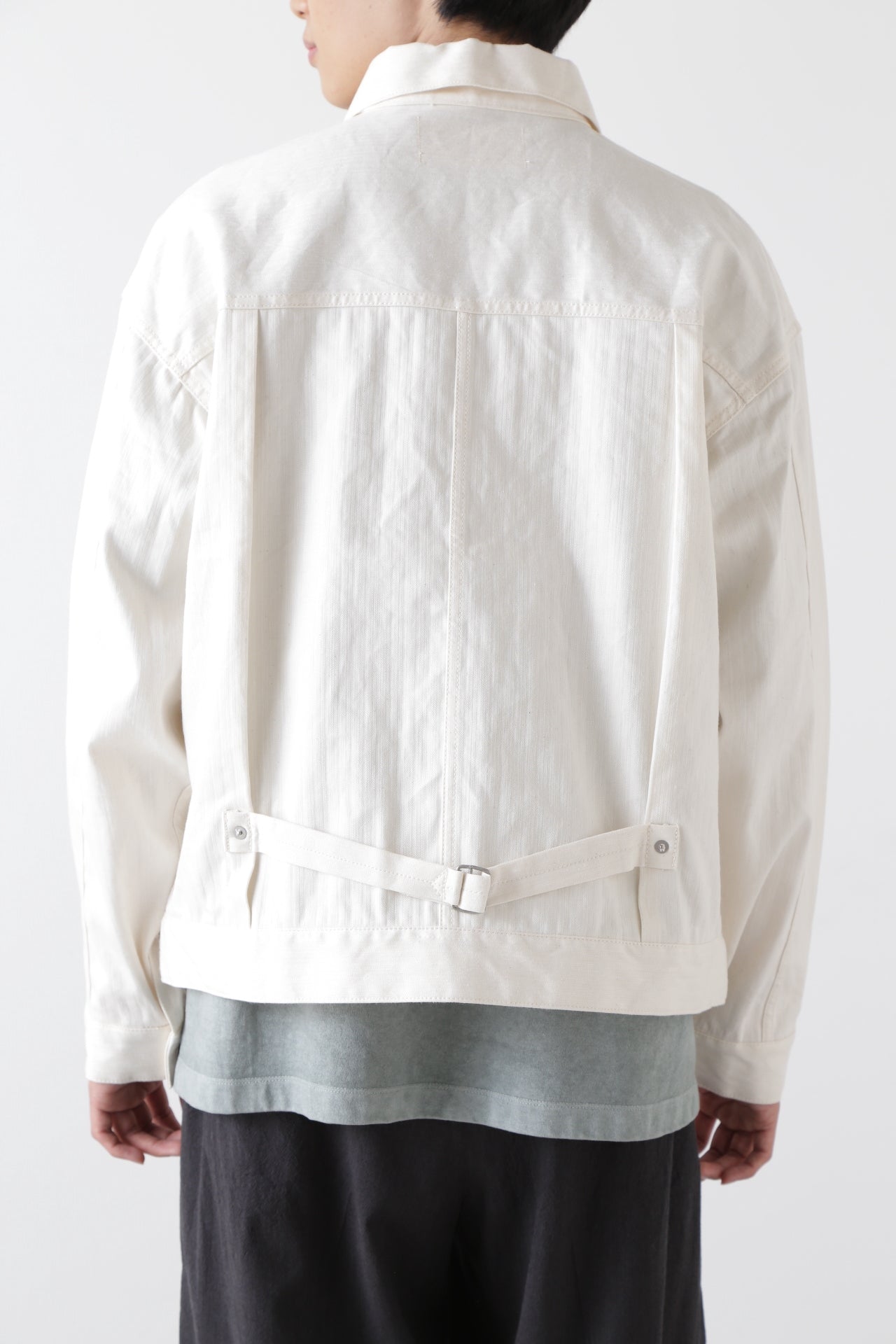 1ST TYPE HERRINGBONE DENIM JACKET -LINEN / COTTON-