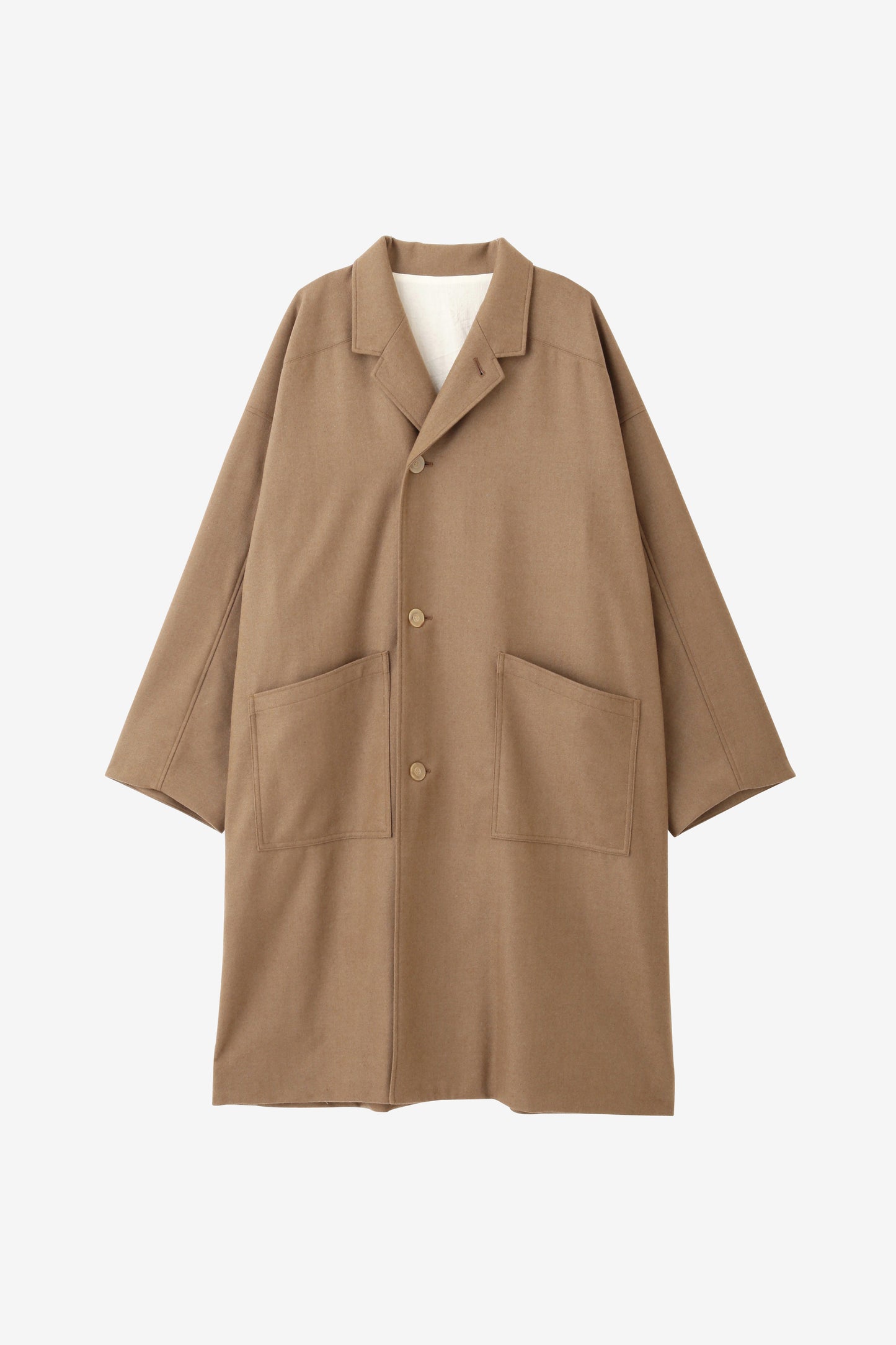 IRREGULAR YOKE SLEEVE COAT -POWDER MELTON-