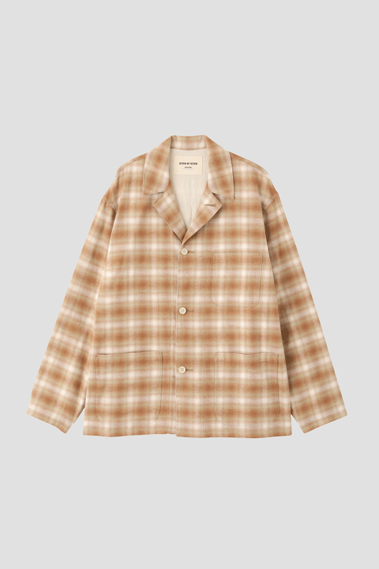 OMBRE CHECK COVERALL JACKET -UNSTAINED ORGANIC COTTON-