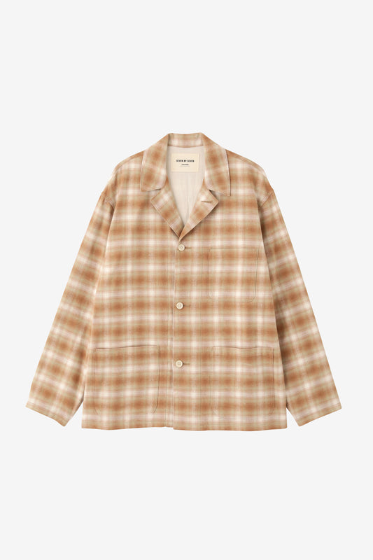 OMBRE CHECK COVERALL JACKET -UNSTAINED ORGANIC COTTON-