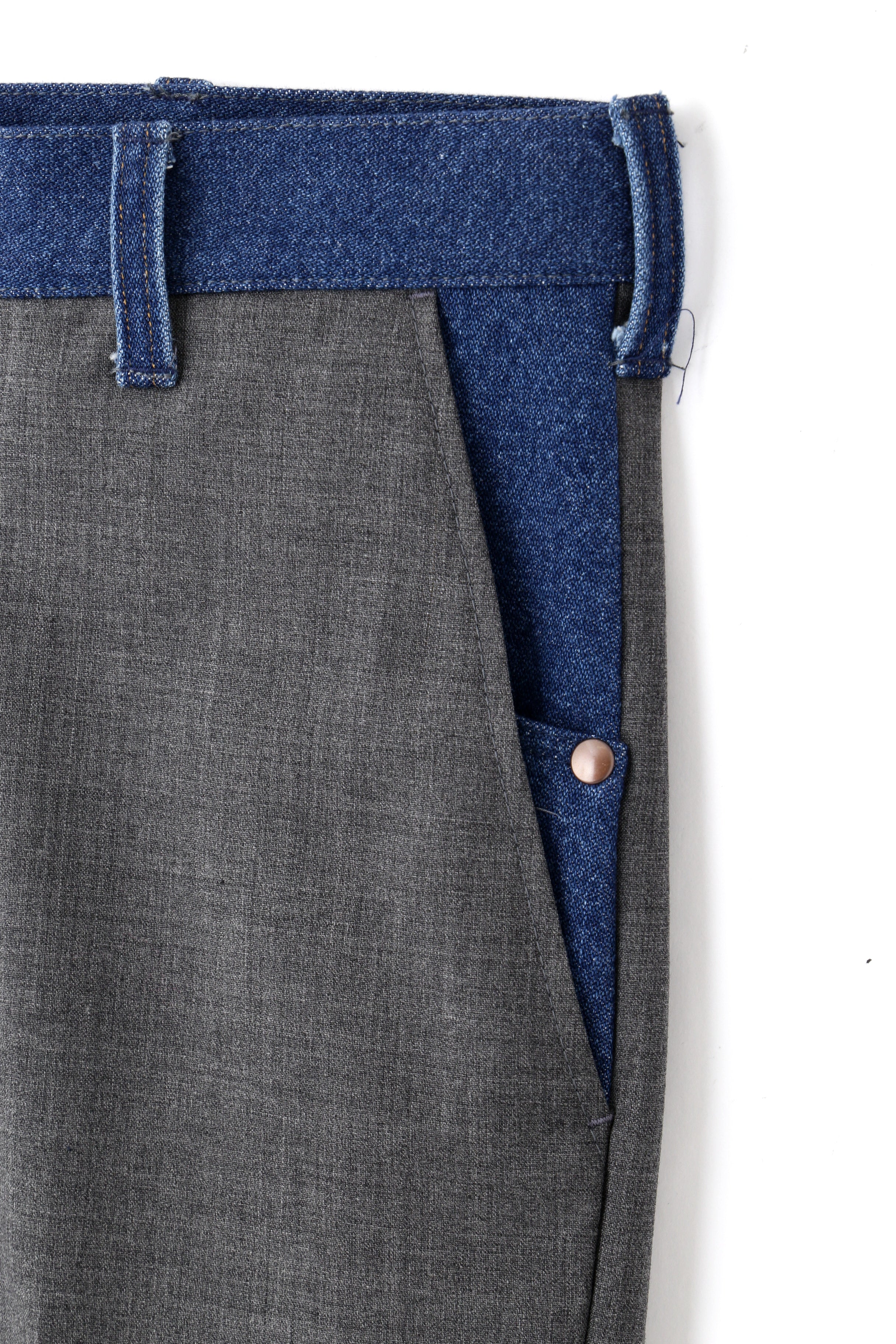 SBS×Wrangler】 COMBINATION FLARE TROUSERS -Wool mohair/Denim- | SEVEN BY  SEVEN