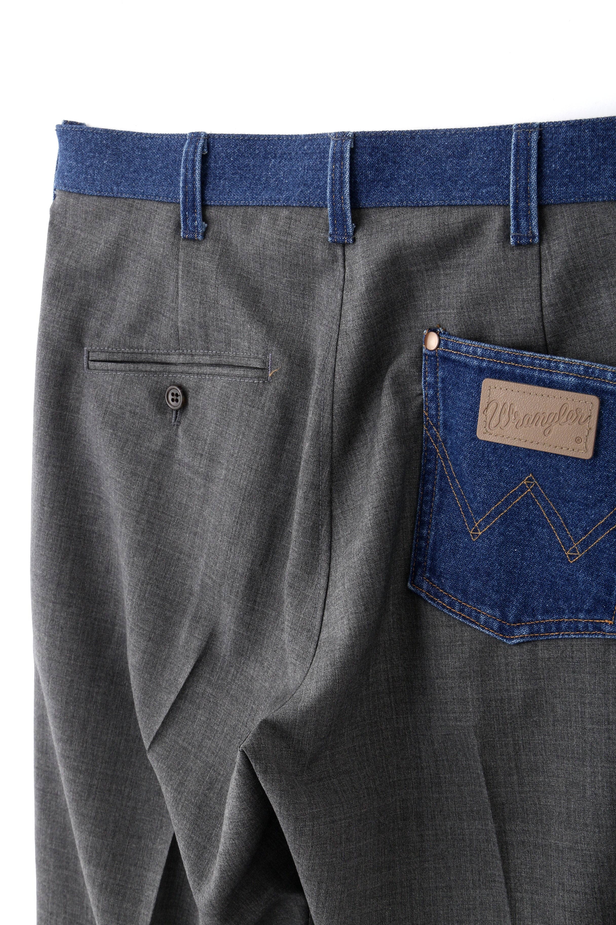 SBS×Wrangler】 COMBINATION FLARE TROUSERS -Wool mohair/Denim- | SEVEN BY  SEVEN