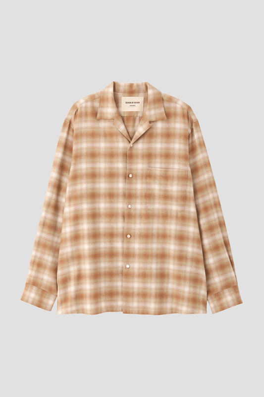 OMBRE CHECK OPEN COLLAR SHIRTS -UNSTAINED ORGANIC COTTON-