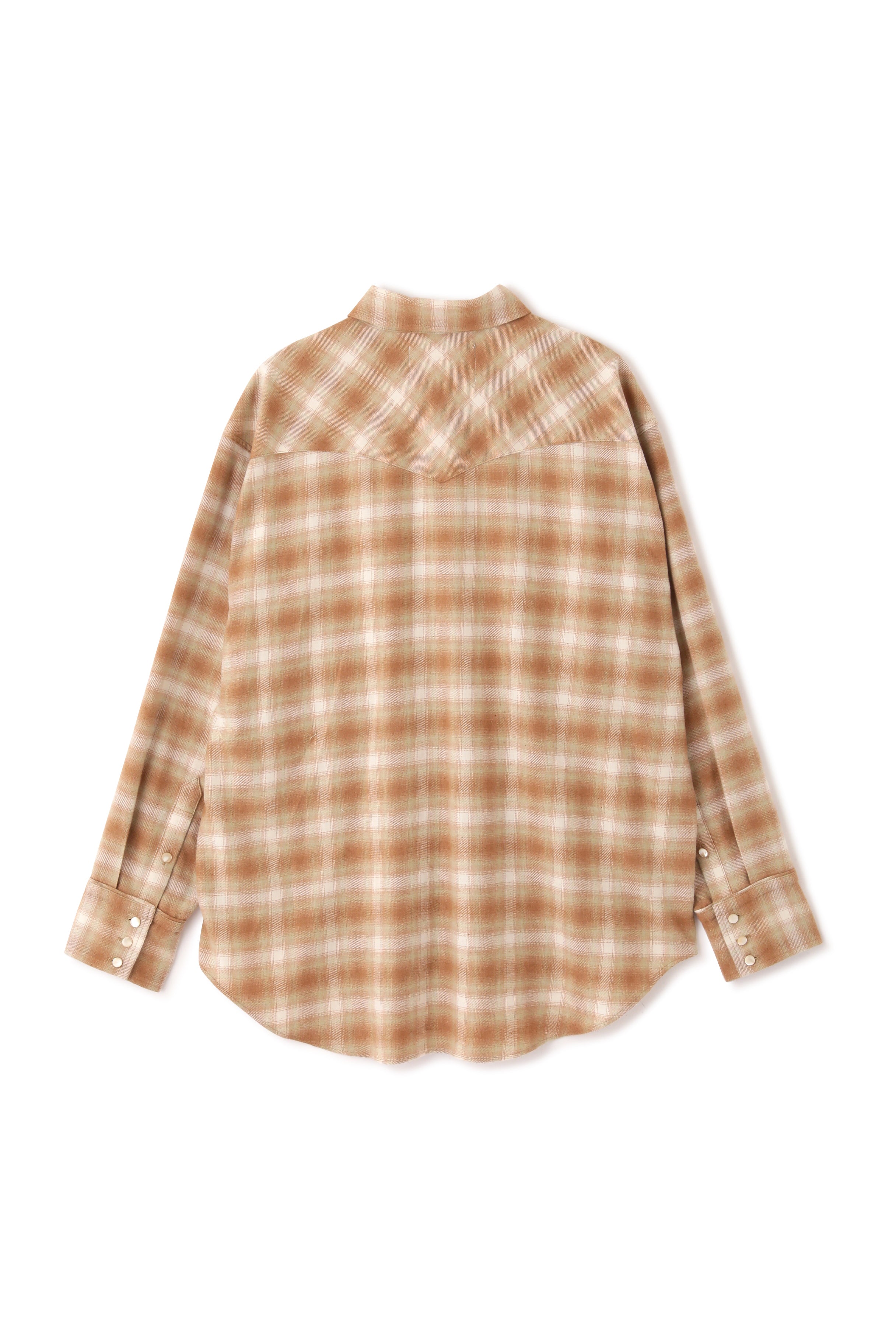 OMBRE CHECK SMILE POCKET WESTERN SHIRTS -UNSTAINED ORGANIC COTTON-