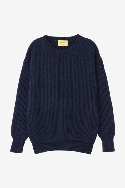 INDIGO CREW NECK KNIT -ONE WASH-
