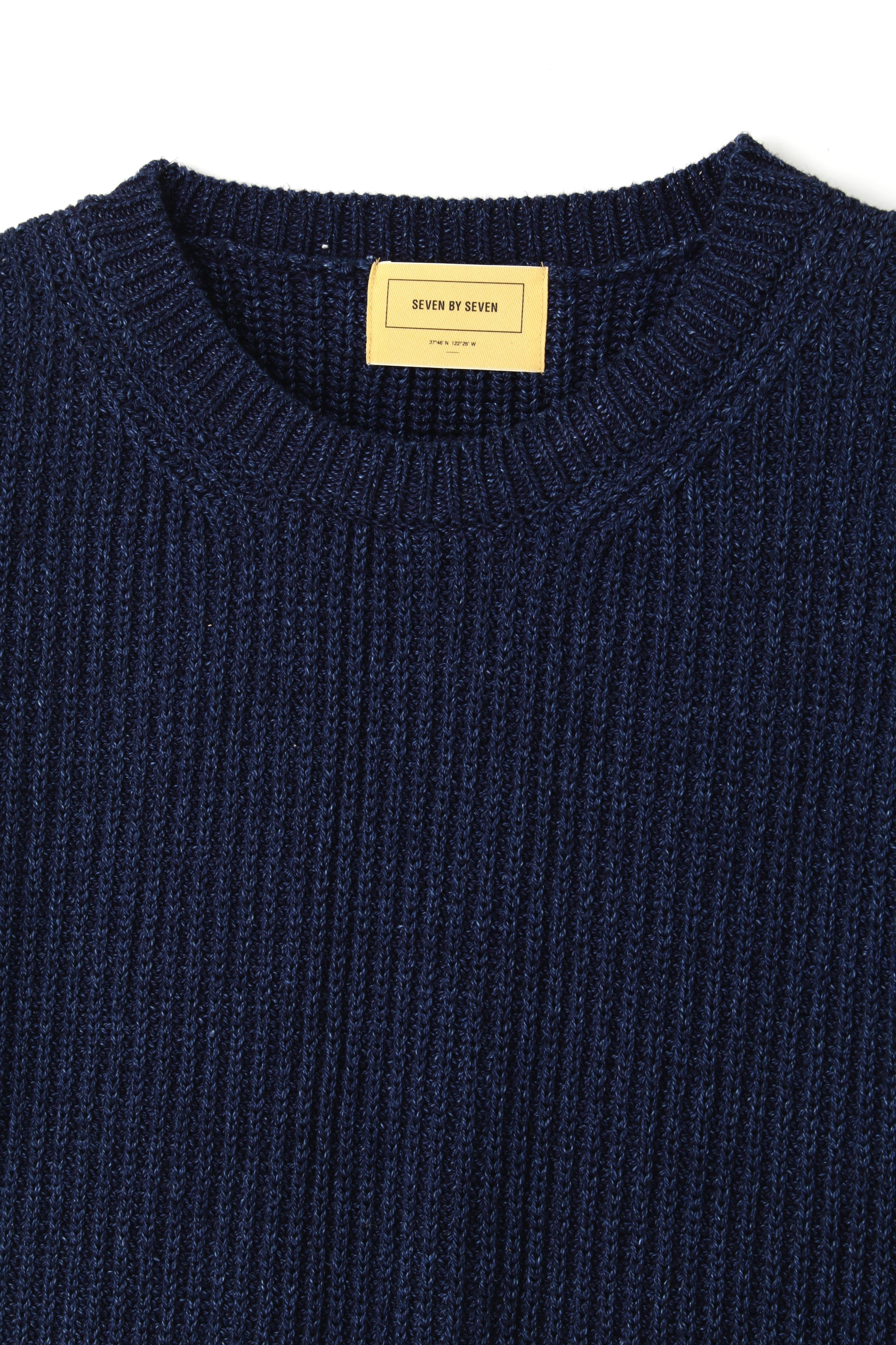 INDIGO CREW NECK KNIT -ONE WASH- | SEVEN BY SEVEN