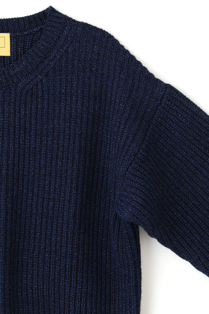 INDIGO CREW NECK KNIT -ONE WASH-
