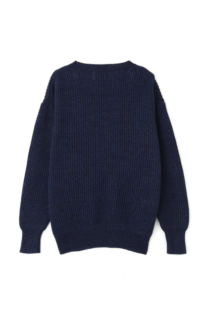 INDIGO CREW NECK KNIT -ONE WASH-
